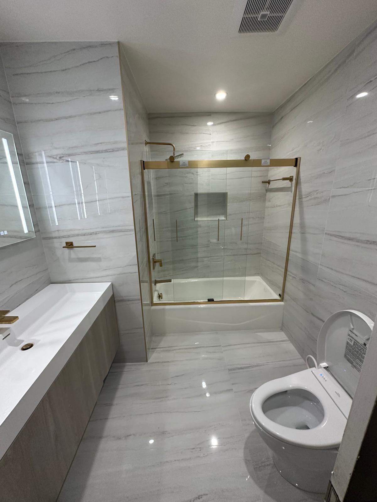 Blue Sky Plumbing completed modern bathroom plumbing project