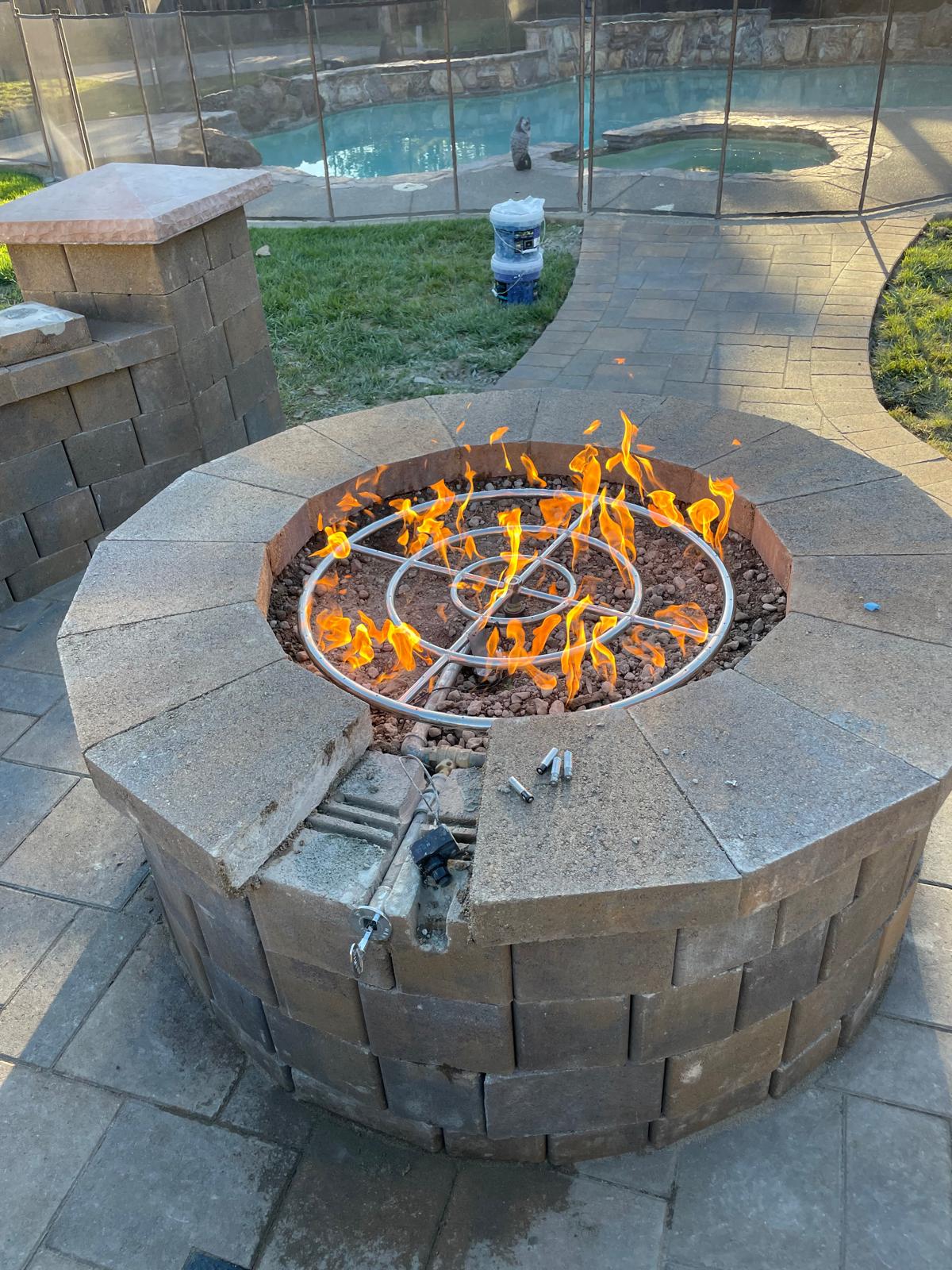 Blue Sky Plumbing completed outdoor gas fire pit installation
