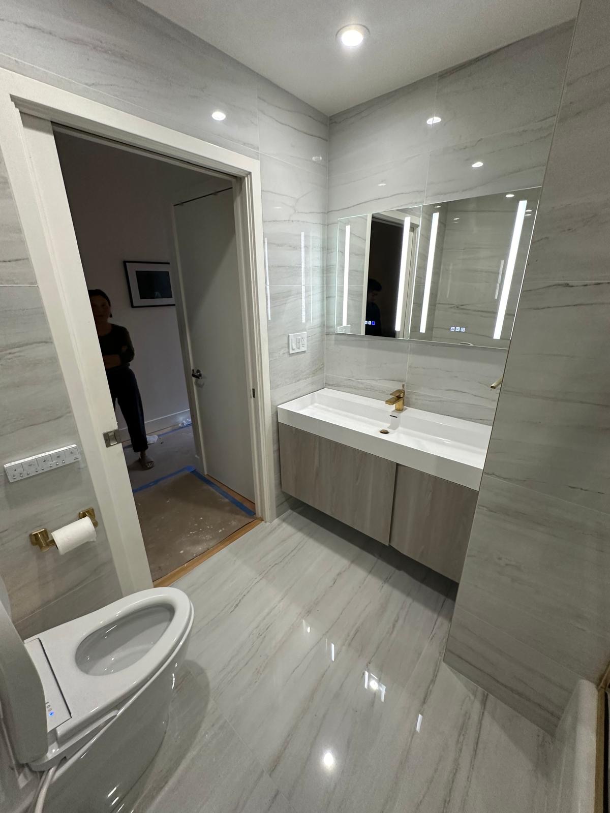 Blue Sky Plumbing bathroom vanity and fixture installation