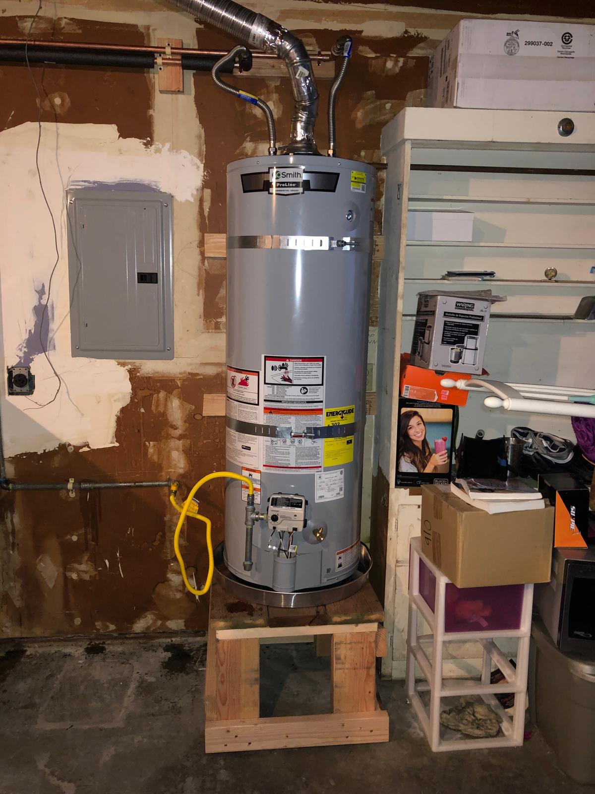 Blue Sky Plumbing completed water heater installation